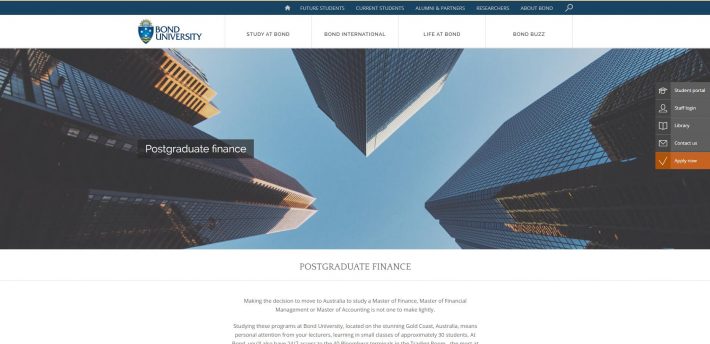 Postgraduate finance Bond University